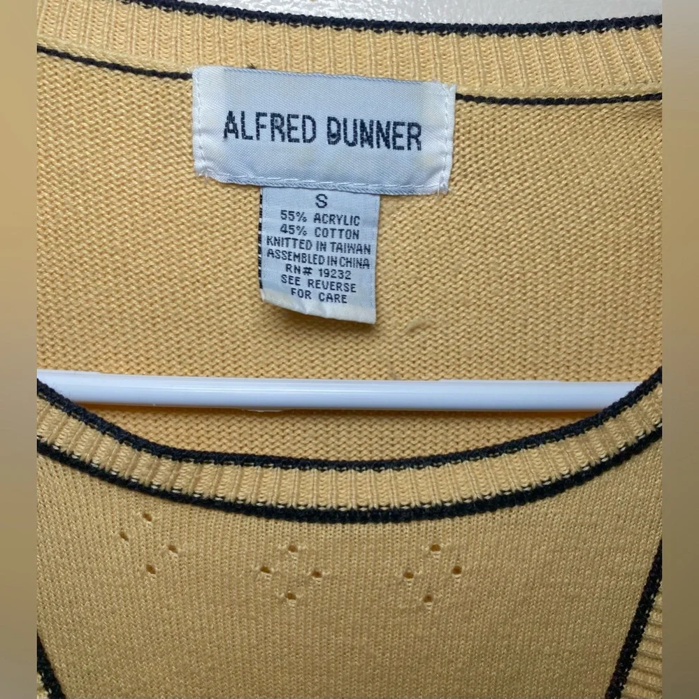 Vintage Alfred Dunner‎ Women Floral Short Sleeve Lined Cardigan Sweater Yellow S